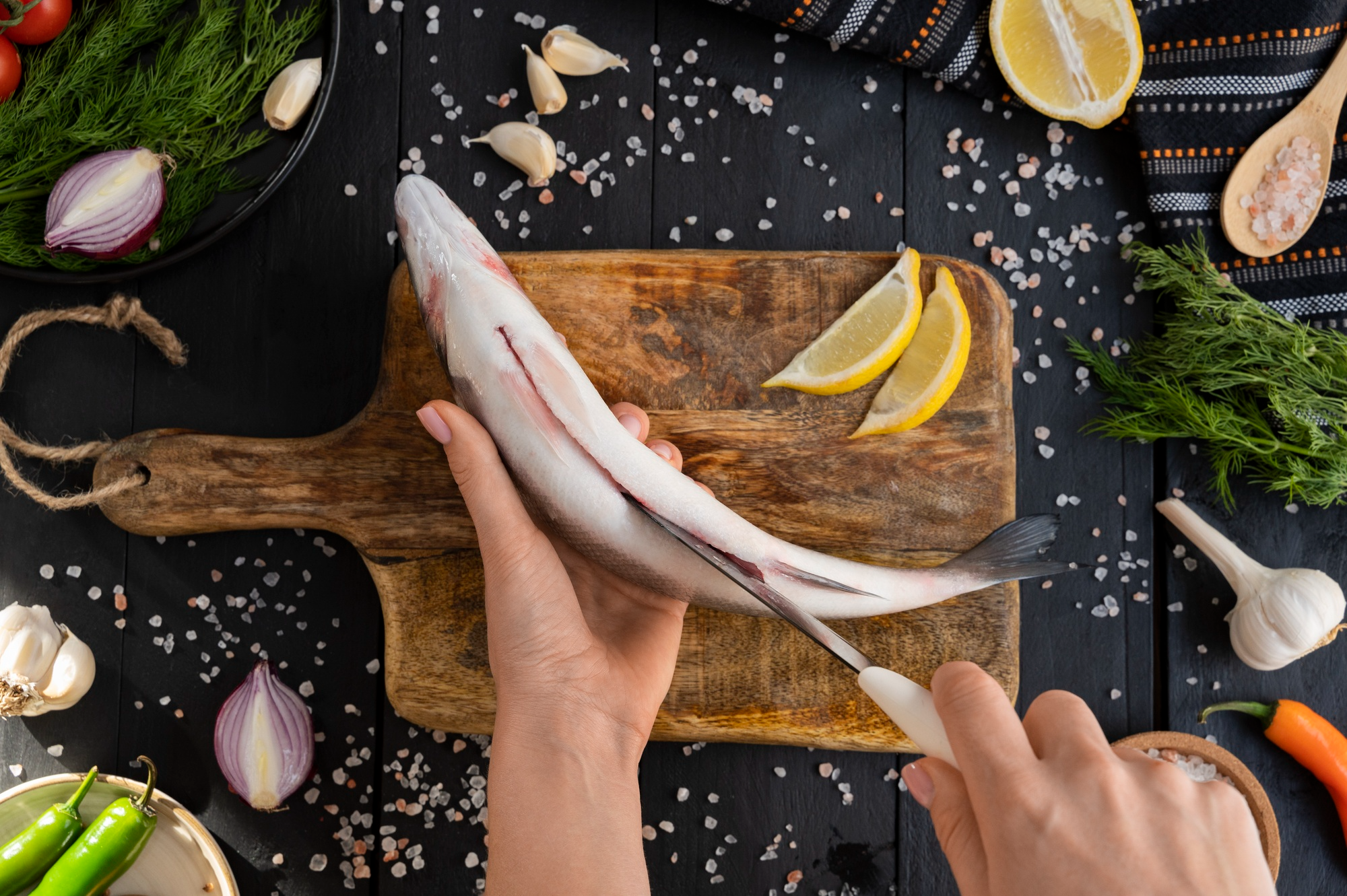Chef plating fresh food